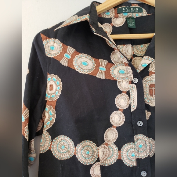 Lauren Ralph Lauren shirt with turquoise belt design - Picture 2 of 8